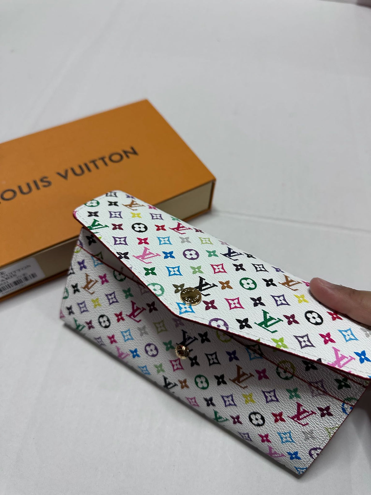 Multicolor Monogram Envelope Clutch Wallet – Compact Snap Closure Purse