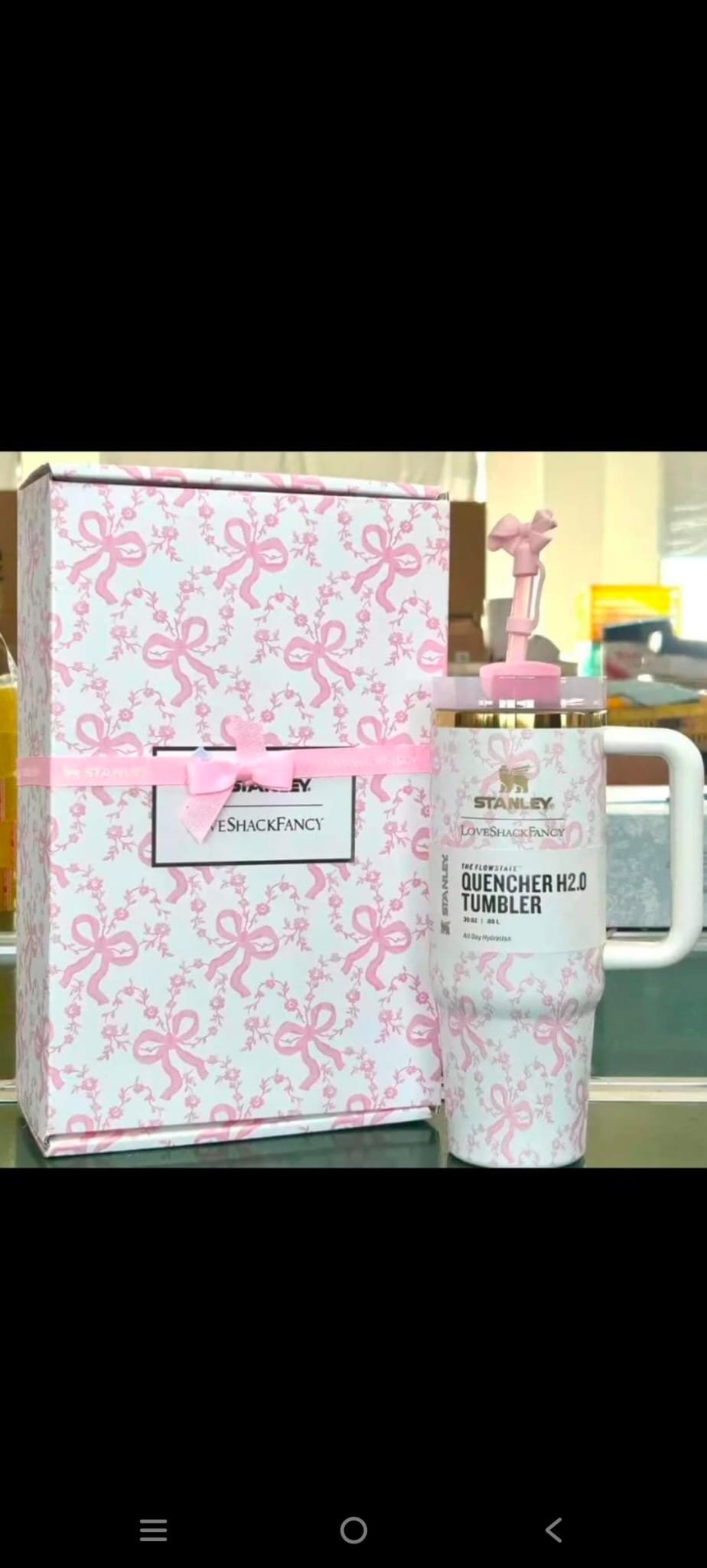 Stanley x LoveShackFancy 40 OZ Quencher H2.0 FlowState Tumbler – Pink Bow Floral