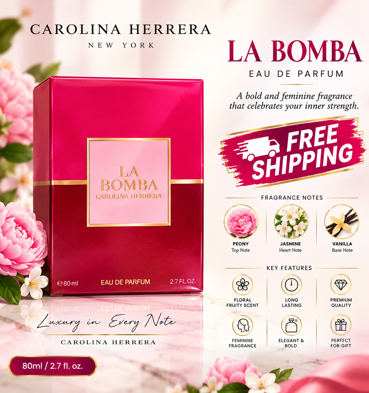Carolina Herrera La Bomba Eau de Parfum for Women 80ml / 2.7 oz