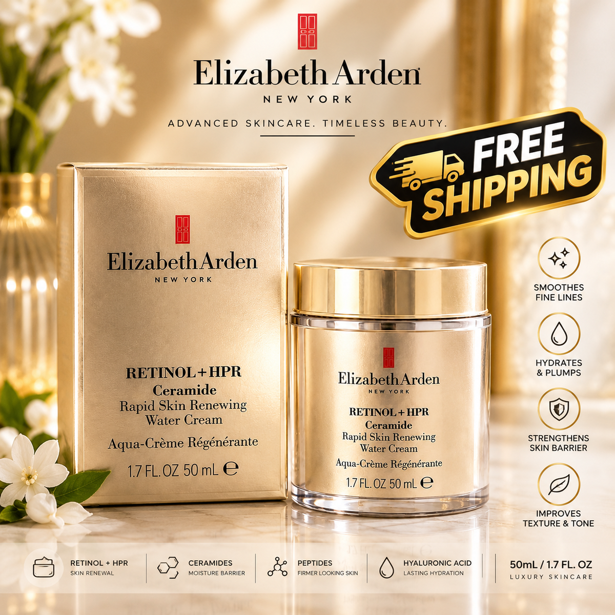 Elizabeth Arden Retinol + HPR Ceramide Rapid Skin Renewing Water Cream 50ml / 1.7 oz