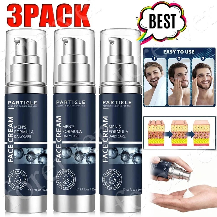 Particle Men's Face Cream 3-Pack – 6-in-1 Daily Hydrating Moisturizer 50ml Each