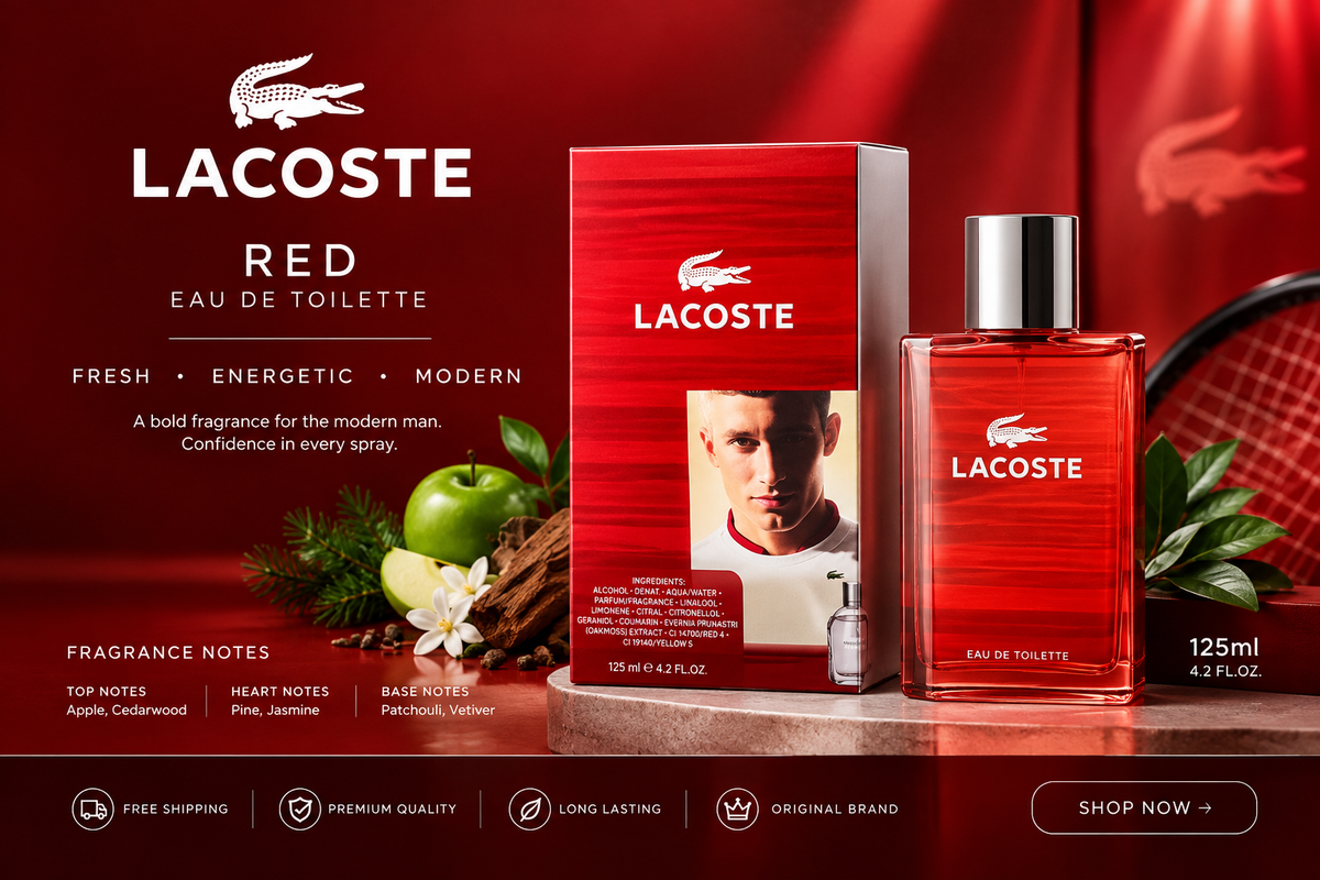 Lacoste Red Eau de Toilette for Men 125ml / 4.2 fl oz
